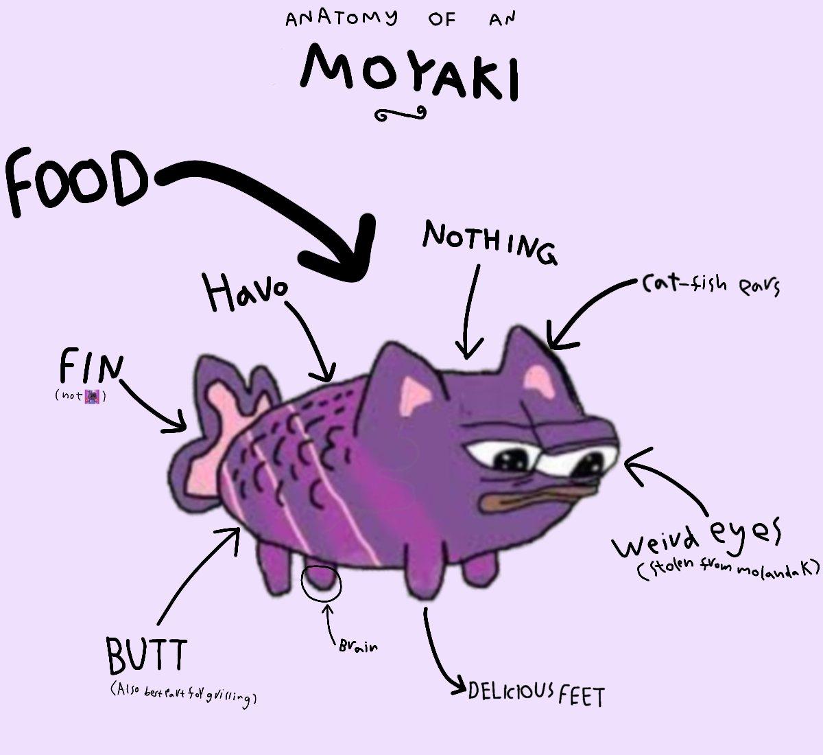 Anatomy of an Moyaki — food, fin, butt, weird eyes (stolen from Molandak)